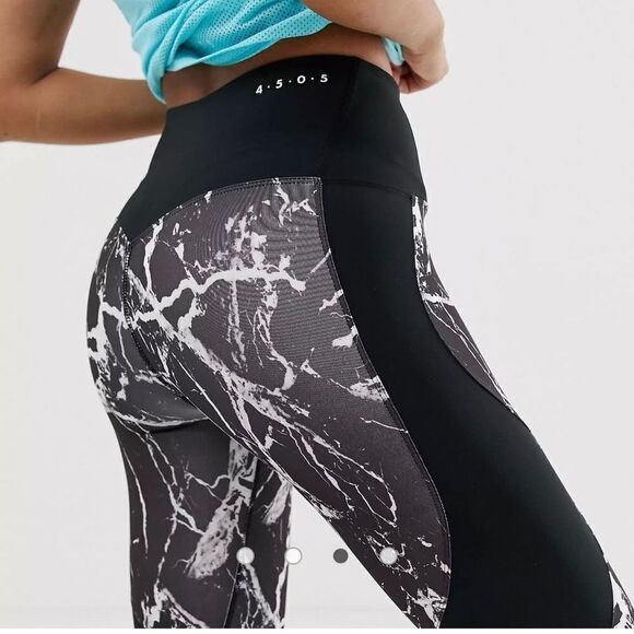 ASOS 4505 Black Marble Print Track Leggings Size 8 - Picture 6 of 12